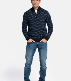 Sale Pullover met print - Navy Heren Truien & Cardigans