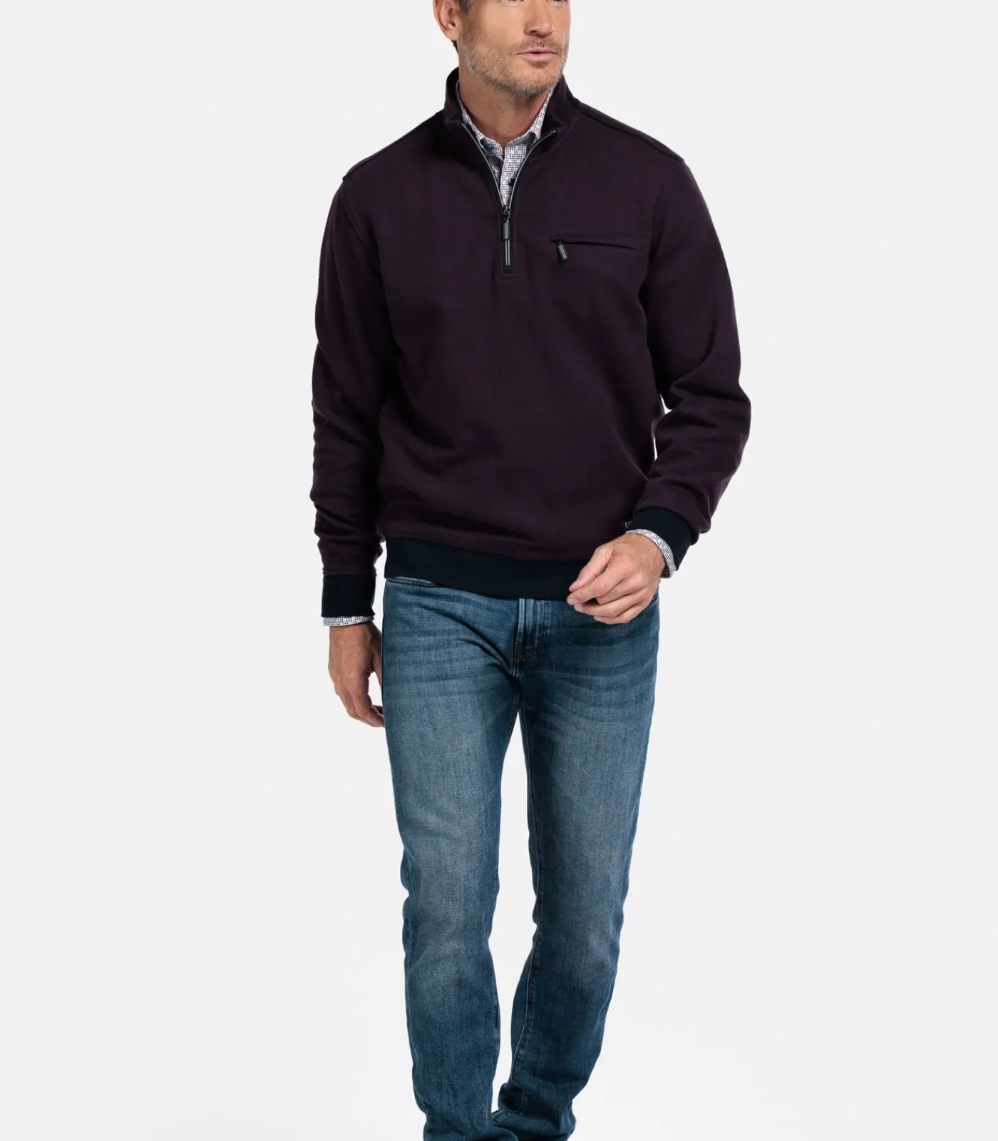 New two-tone pullover - Bordeaux Heren Truien & Cardigans