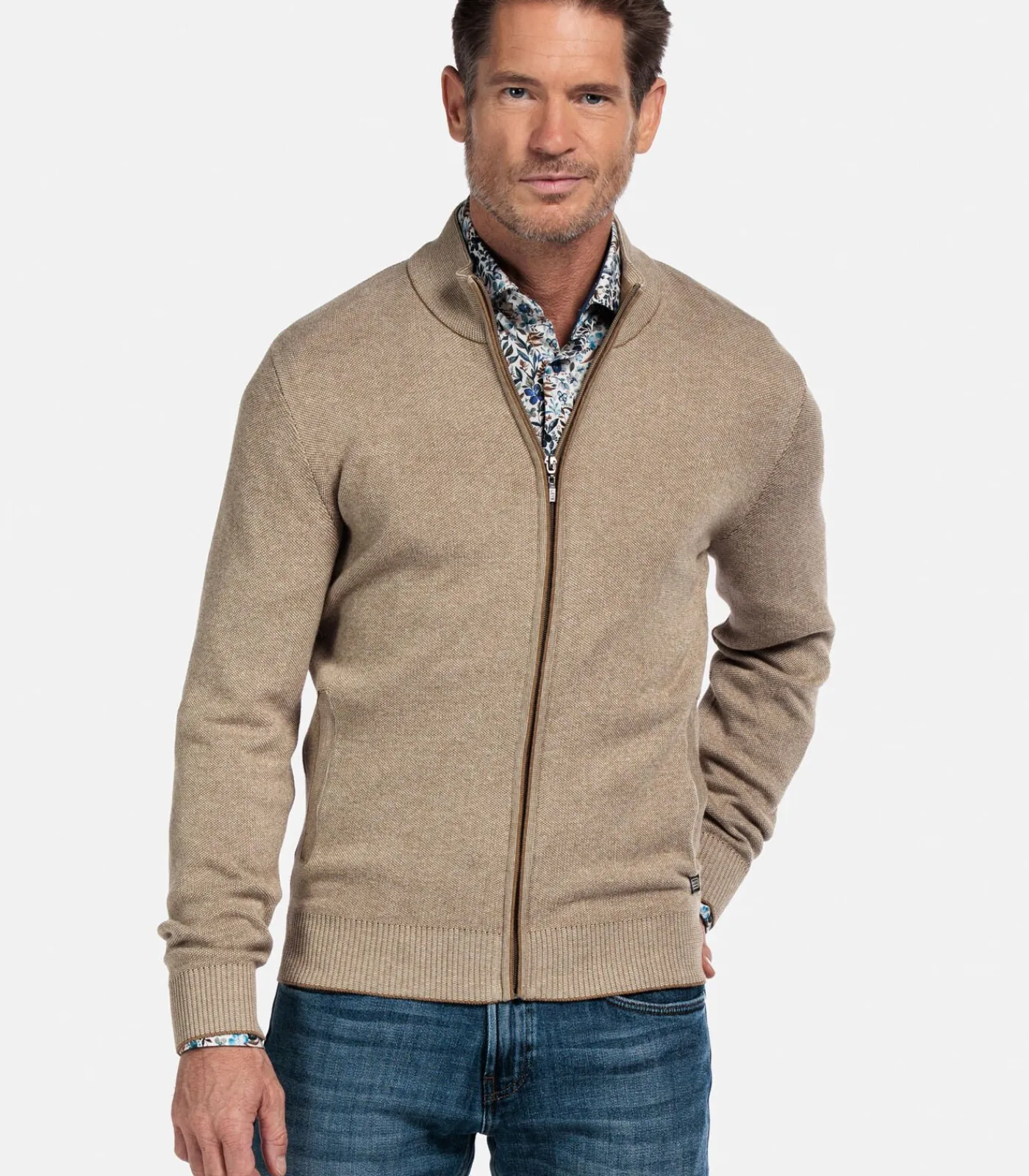 two-tone vest - Camel Heren Truien & Cardigans