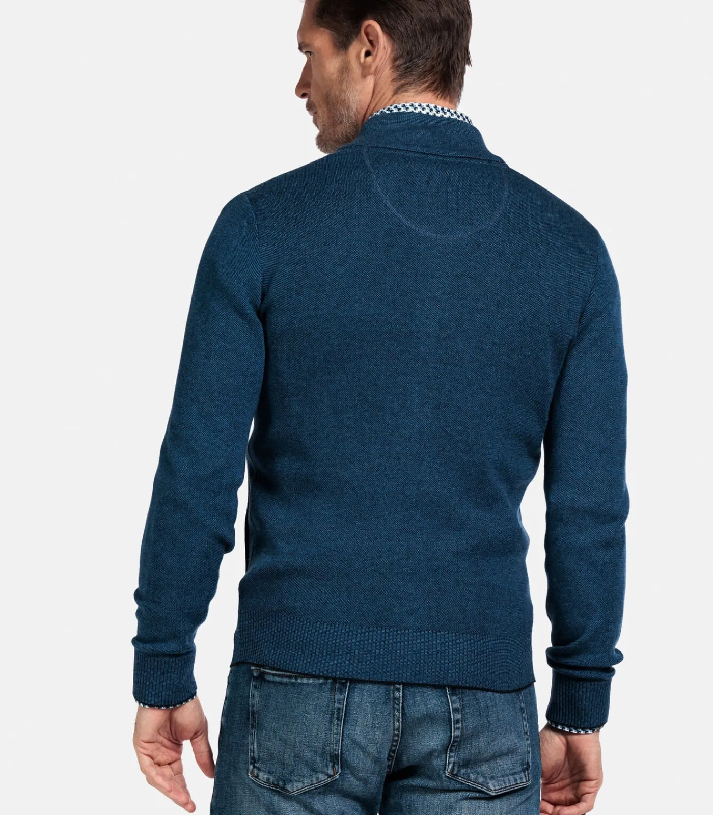 two-tone vest - Middenblauw Heren Truien & Cardigans