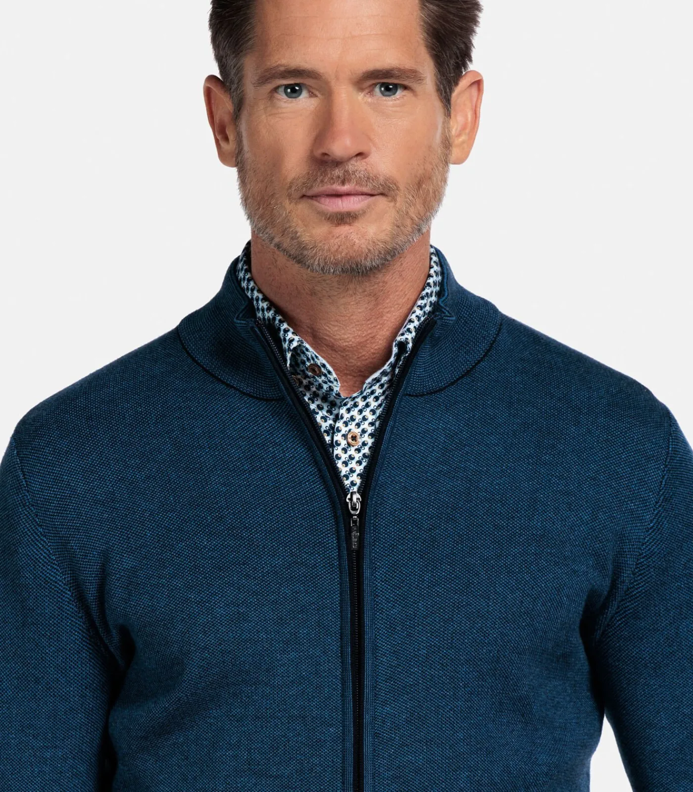 two-tone vest - Middenblauw Heren Truien & Cardigans