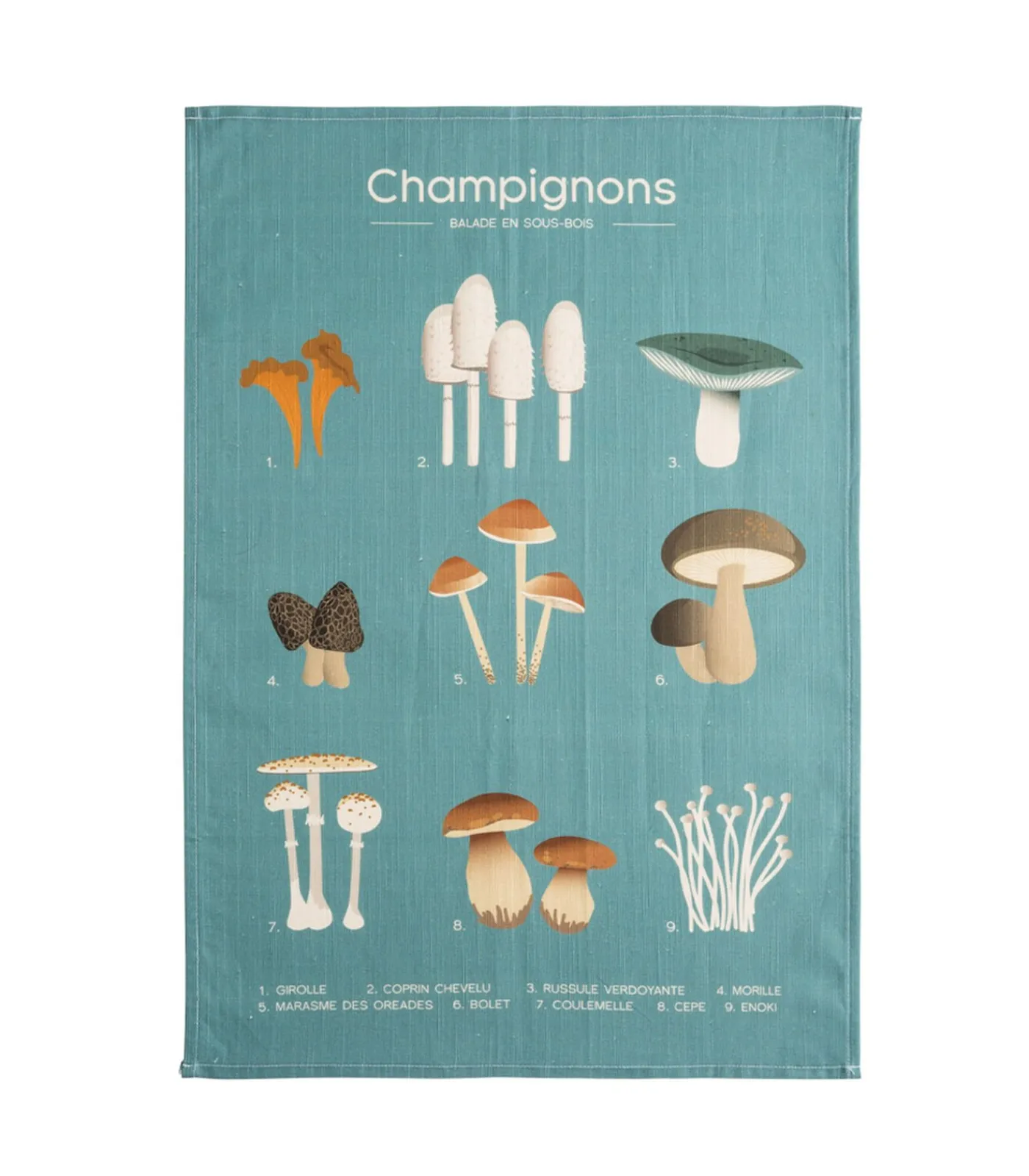 Coucke Balade en sous-bois - Theedoek met print in halflinnen