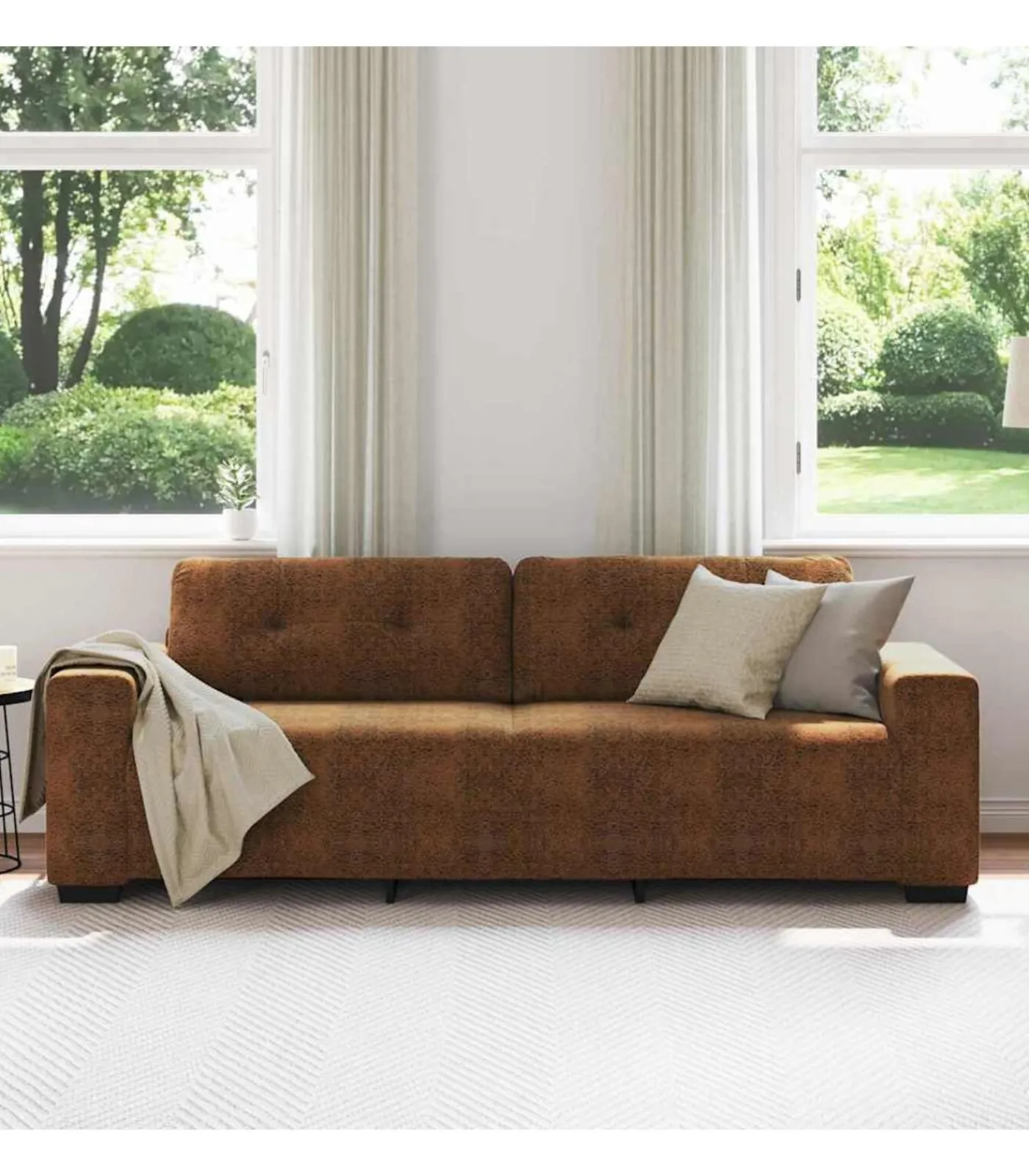 vidaXL Bank met kussen Bruin Kunstleer en Hout