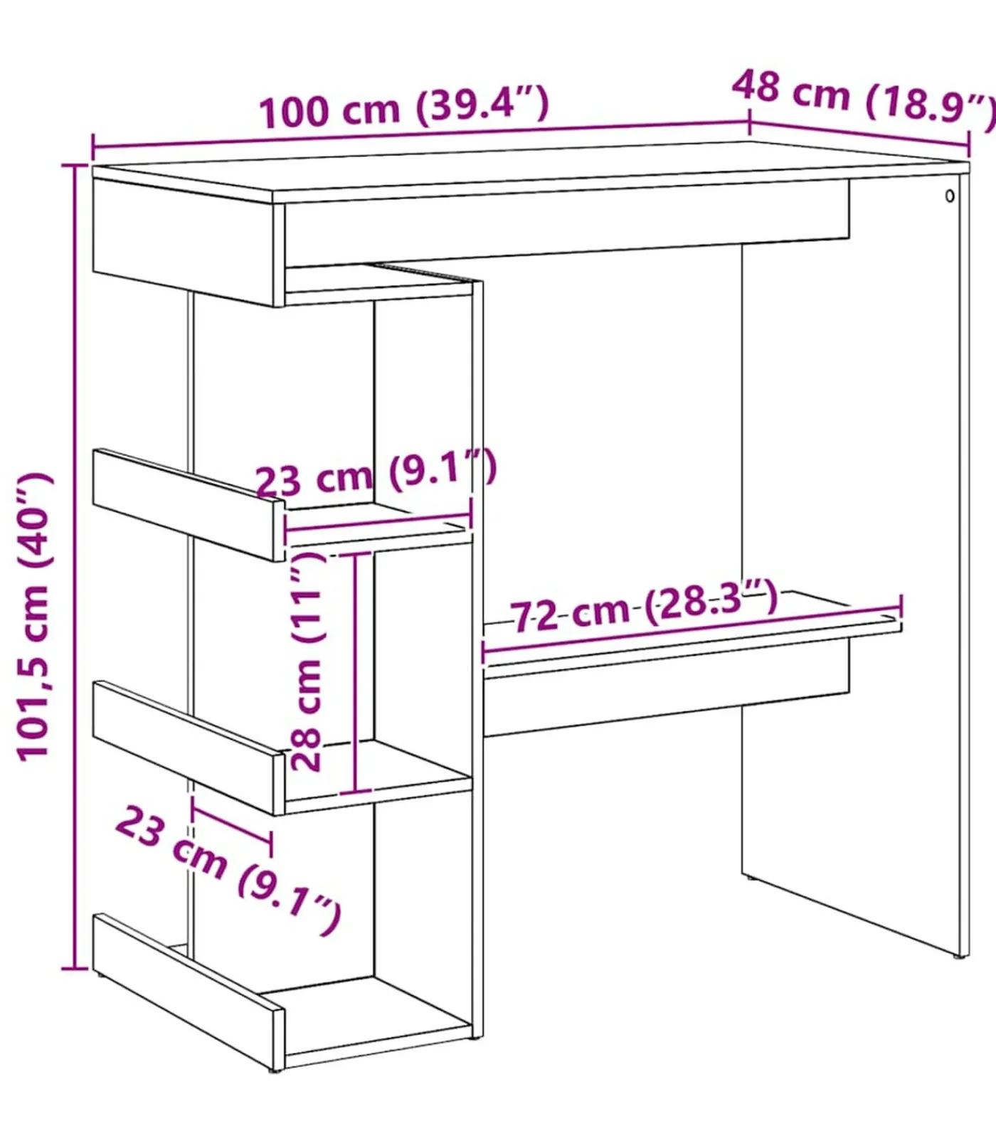 Best Bartafel met opbergrek 100x48x101,5 cm artisanaal eikenkleurig Tafels