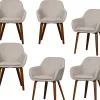 Discount Base Eetkamerstoelen - Velvet Melange - Zand - Set van 6 Stoelen