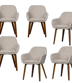 Discount Base Eetkamerstoelen - Velvet Melange - Zand - Set van 6 Stoelen