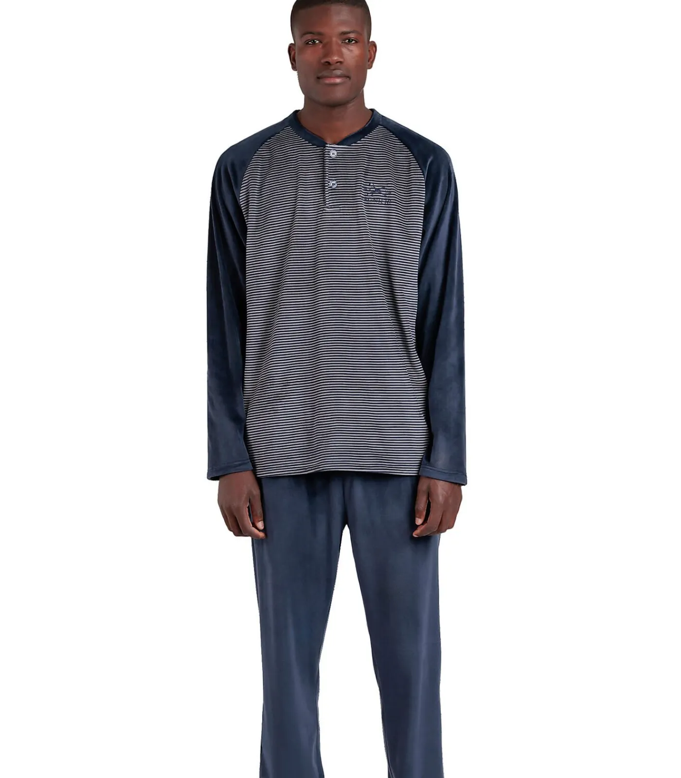 Heren ADMAS Basic Pyjama fluwelen outfit broek top lange mouwen