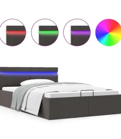 vidaXL Bedframe met opslag en LED stof donkergrijs 120x200 cm