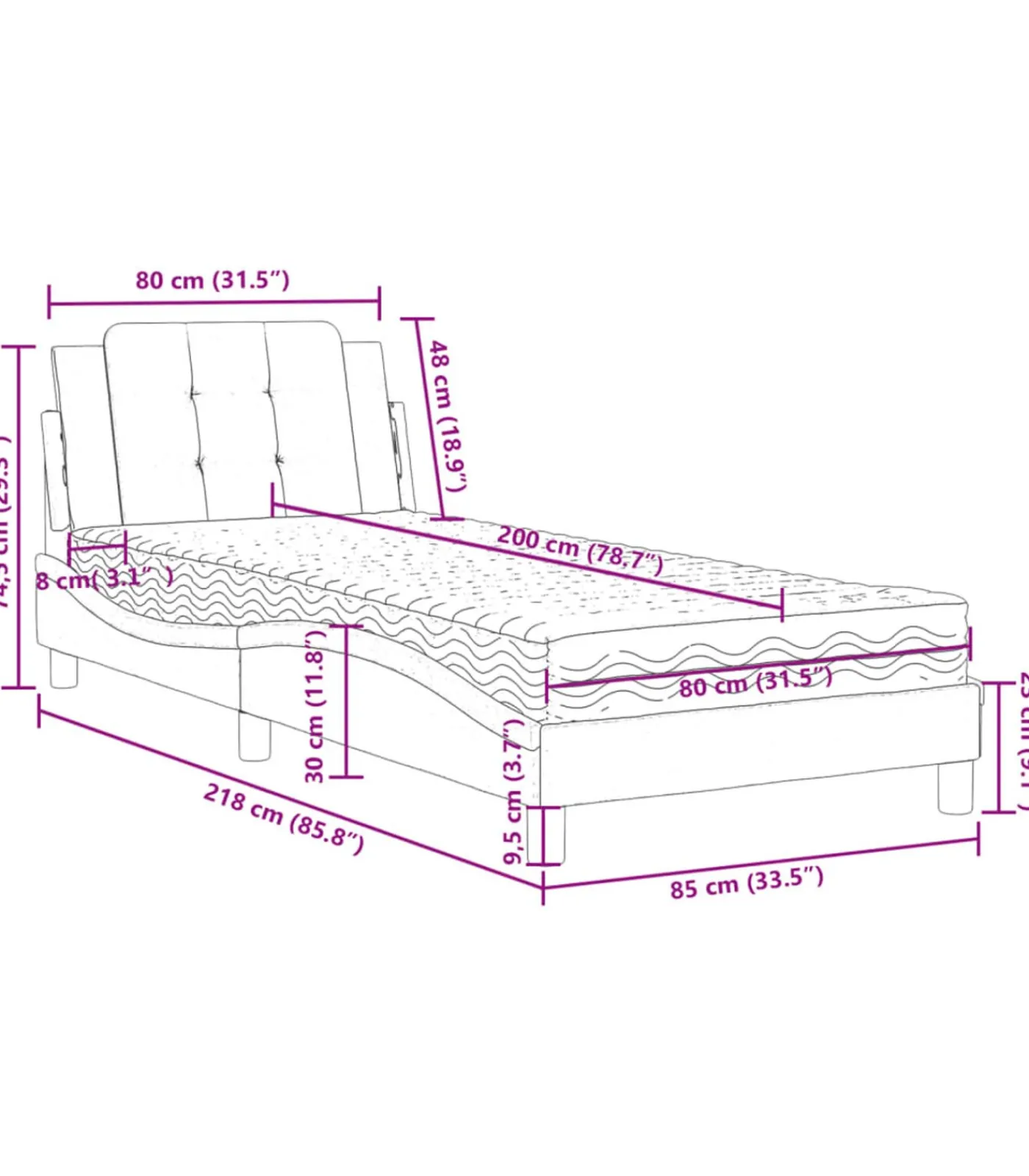 New Bedframe zonder matras "Zadar" kunstleer bruin 80x200 cm Bedden