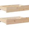 vidaXL Bedlades 2 st met wieltjes 85x55x17 cm massief grenenhout