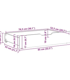 vidaXL Bedlades 2 st met wieltjes 85x55x17 cm massief grenenhout