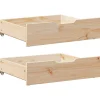 Bedlades 2 st met wieltjes 65x55x17 cm massief grenenhout Organiseren