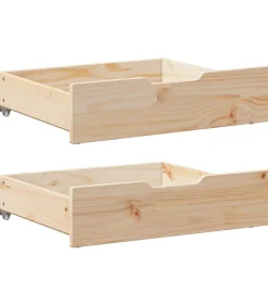 Bedlades 2 st met wieltjes 65x55x17 cm massief grenenhout Organiseren