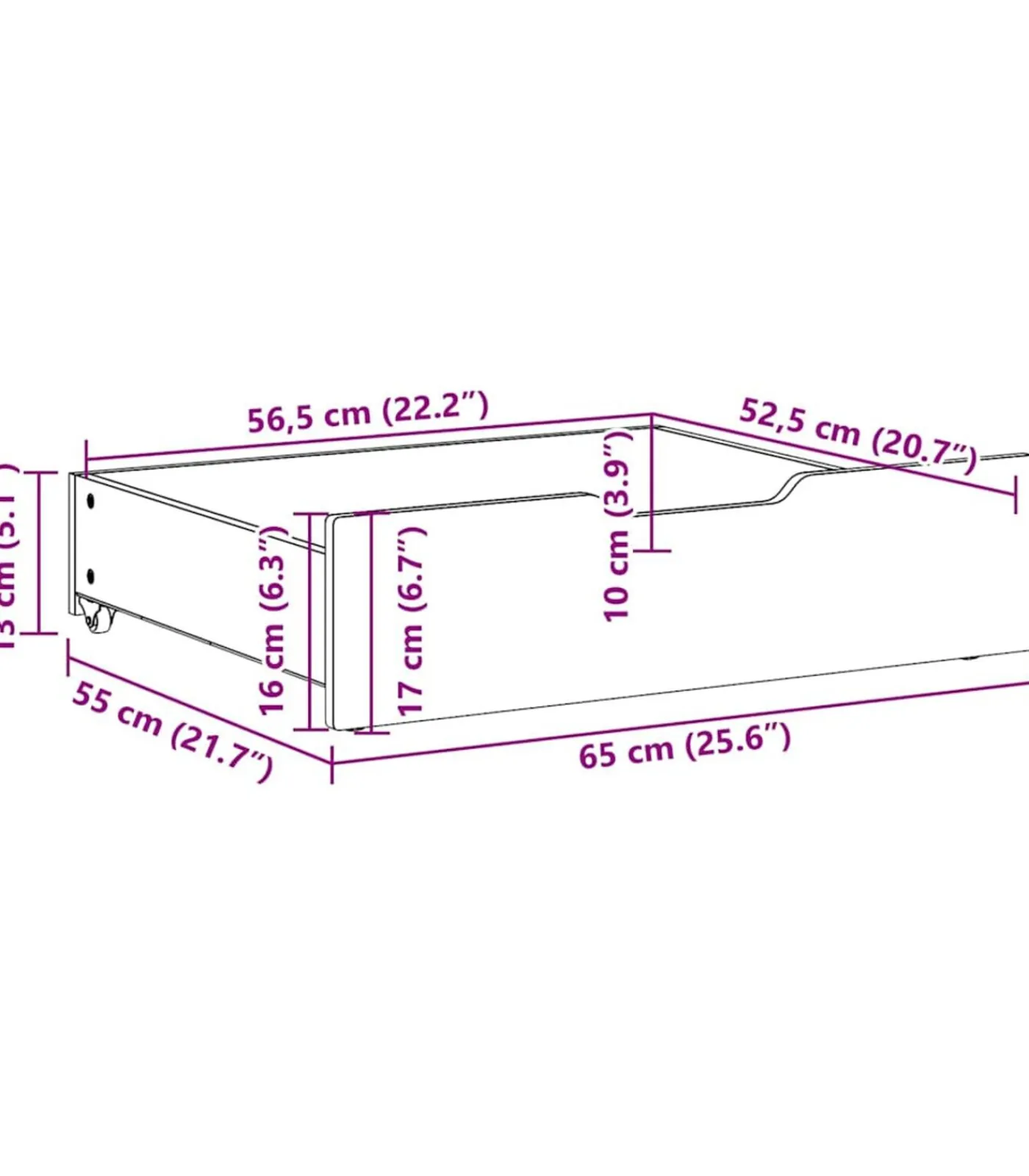 Bedlades 2 st met wieltjes 65x55x17 cm massief grenenhout Organiseren