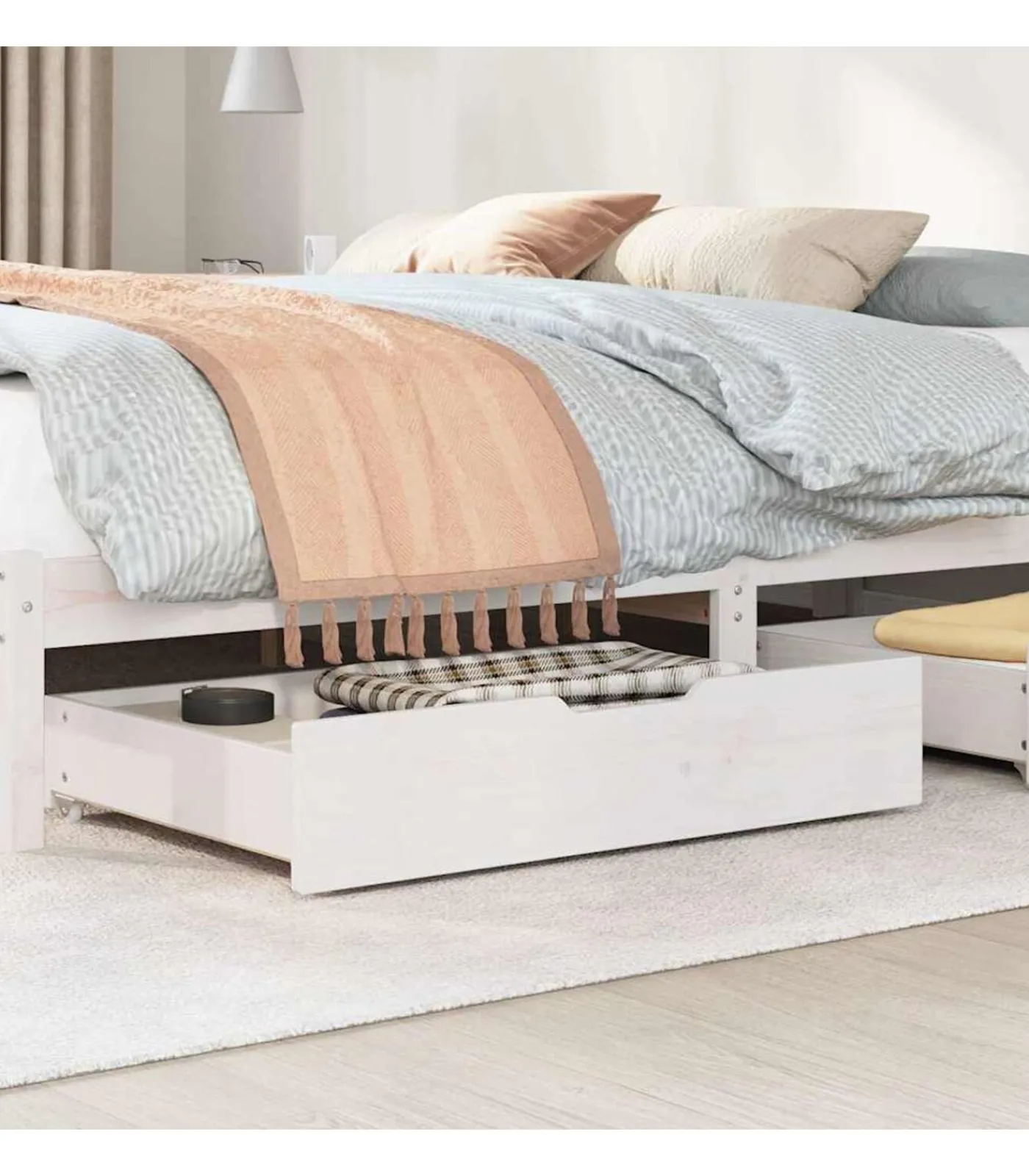 vidaXL Bedlades 2 st 85x55x17 cm massief grenenhout wit