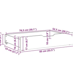 vidaXL Bedlades 2 st 85x55x17 cm massief grenenhout wit