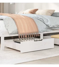 Bedlades 2 st 65x55x17 cm massief grenenhout wit Organiseren