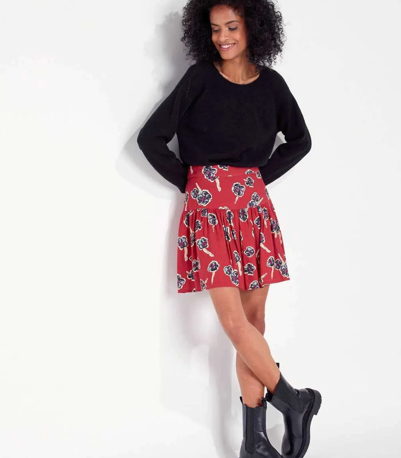 DAMES La Fiancée Bedrukte vloeibare korte rok PATNA