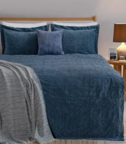 Sale Bedsprei 2 personen Folha 240x260 cm Nachtblauw (1 Bedsprei, 2 Kussenslopen) Bedspreien