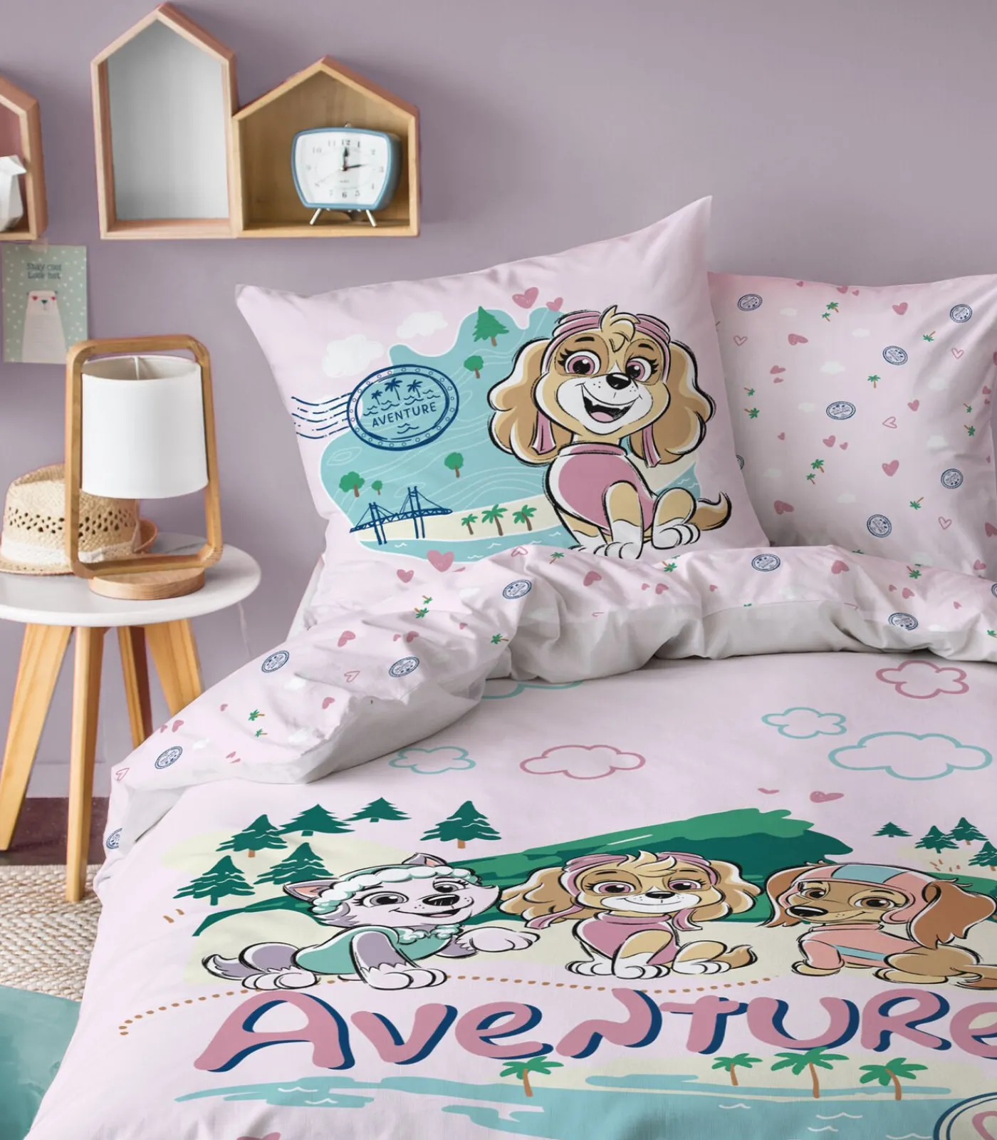 Outlet Bedtextielset met print van 100% katoen, PAW PATROL VOYAGE Dekbedovertrekken