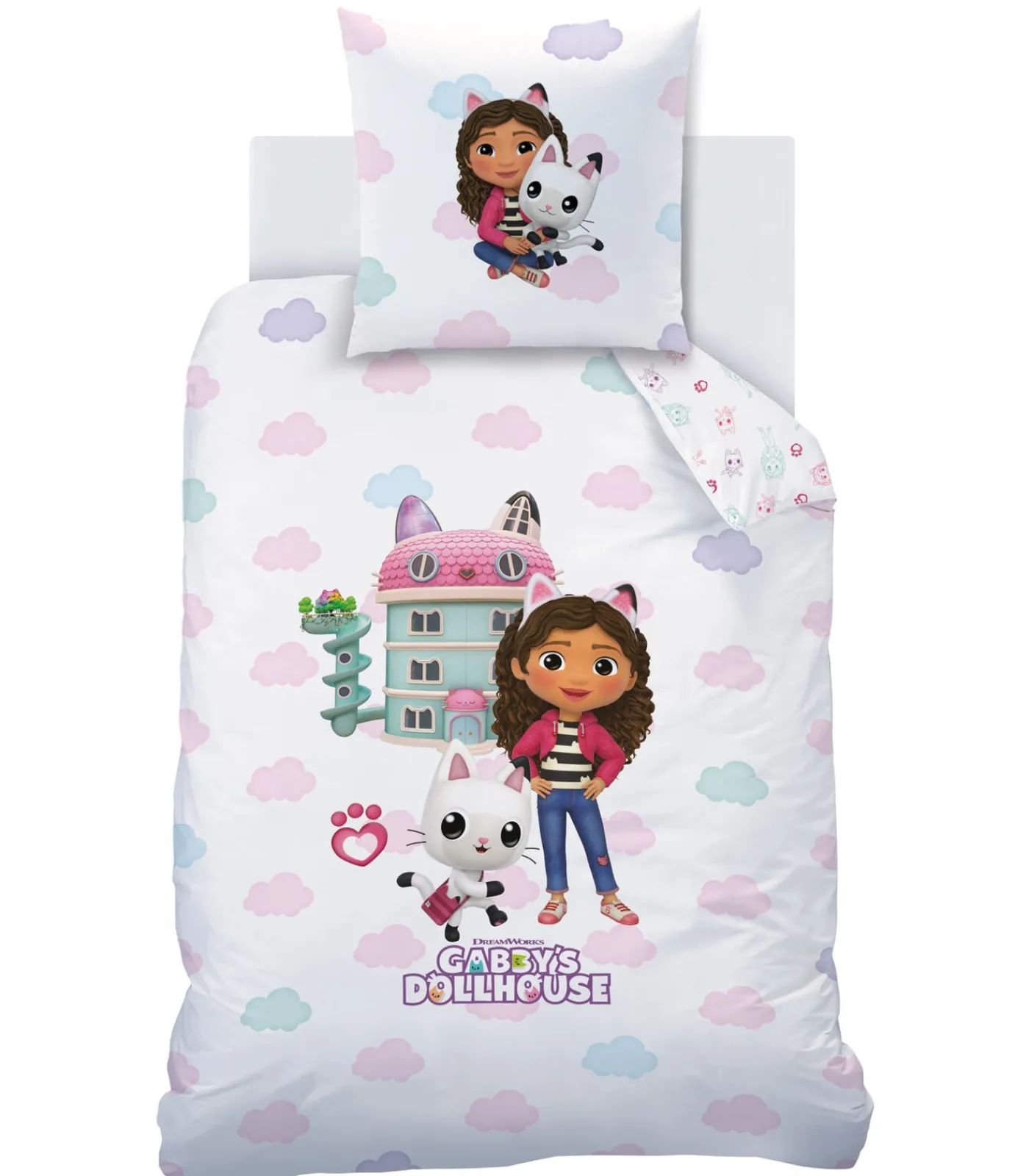 Sale Bedtextielset met print van 100% katoen, GABBY EN HET MAGISCHE HUIS WORLD Dekbedovertrekken