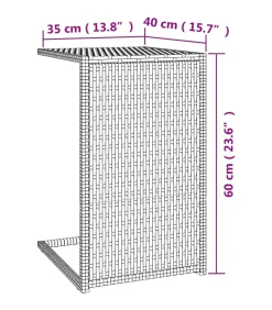 vidaXL Bijzettafel C-vormig 40x35x60 cm poly rattan bruin