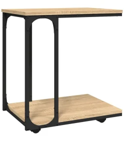 Discount Bijzettafel met wieltjes 50x35x55,5 cm hout sonoma eikenkleurig Tafels
