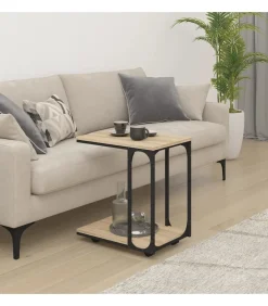 Discount Bijzettafel met wieltjes 50x35x55,5 cm hout sonoma eikenkleurig Tafels