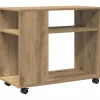 vidaXL Bijzettafel met wieltjes 70x35x60 cm hout artisanaal eikenkleur