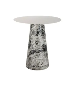 Leitmotiv Bijzettafel Mosaic Marble High - Wit - 40x40x42cm