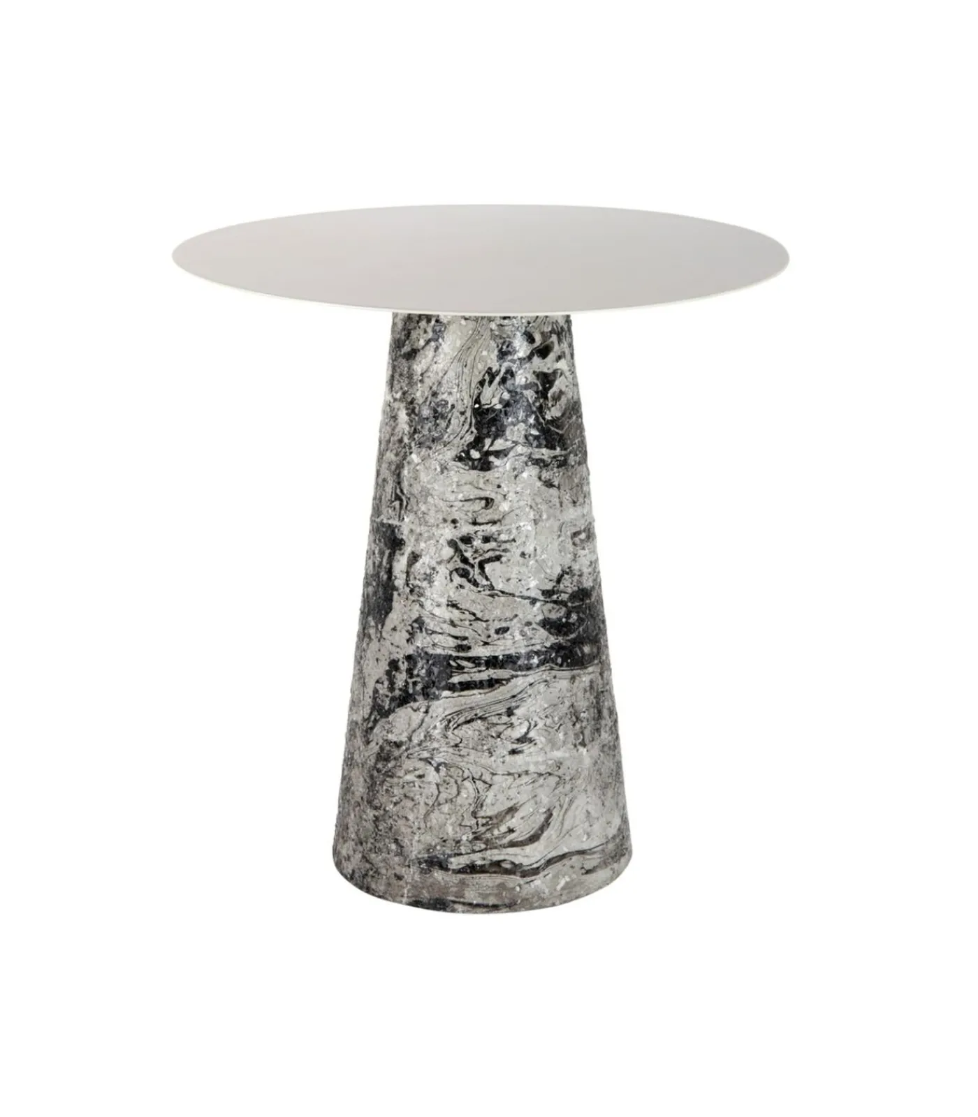 Leitmotiv Bijzettafel Mosaic Marble High - Wit - 40x40x42cm