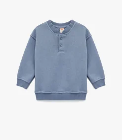 Kinderen Koton Blauw Baby Sweatshirt Lange Mouwen met Knoopsluiting