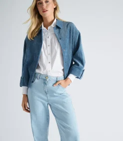 DAMES Marie Méro Blauw bloesjasje in velours