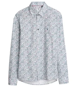 Heren J&JOY Blauw herenoverhemd met witte bloemen