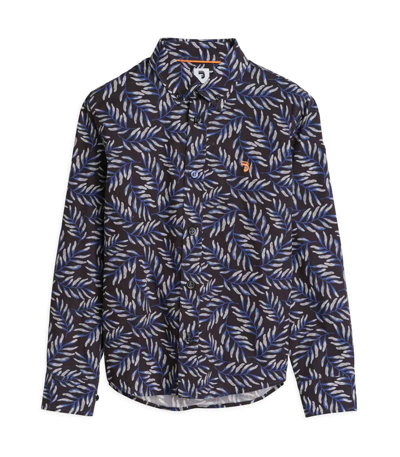 Kinderen J&JOY Blauw jongensshirt met bladprint