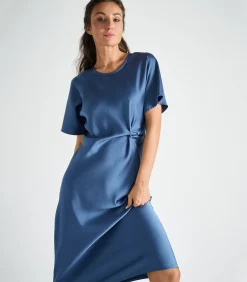 DAMES Marie Méro Blauw kleed in satijn
