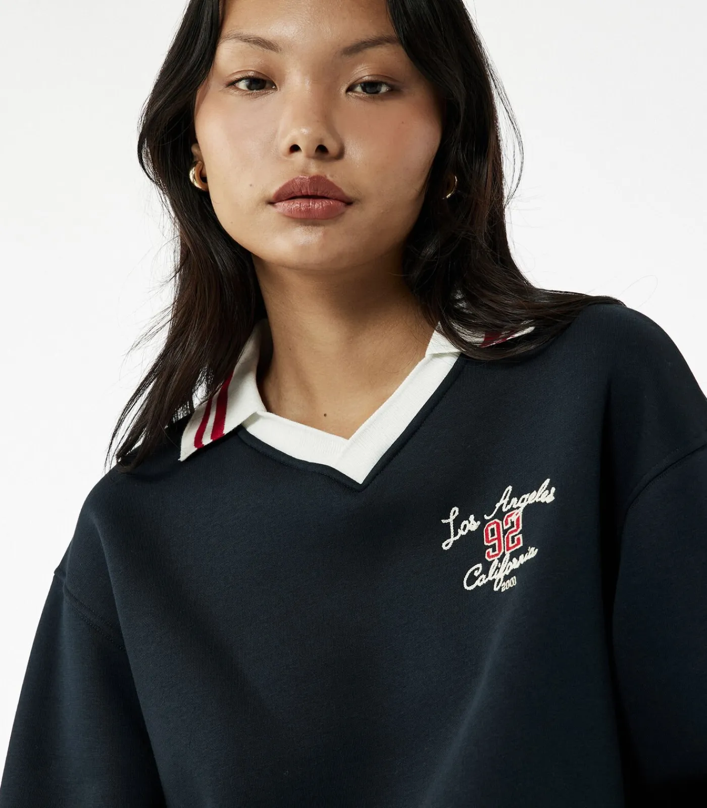 Hot Blauw Oversized Sweatshirt Lange Mouwen Met Borduursel DAMES Truien & Cardigans