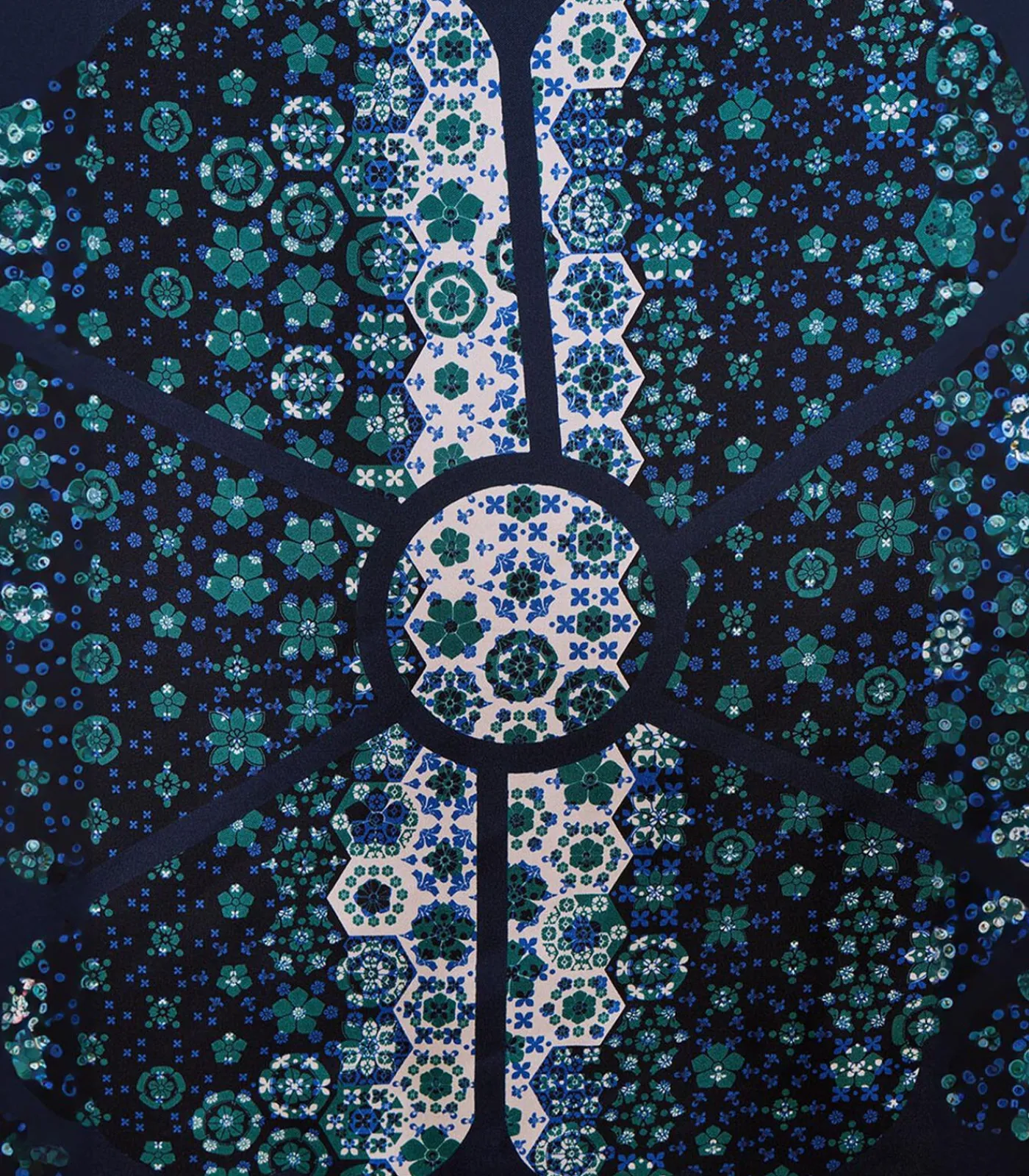 DAMES La Fée Maraboutée Blauw zijden vierkant met print