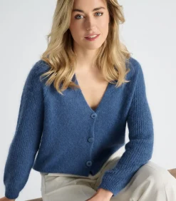 Online Blauwe cardigan met knoopsluiting DAMES Truien & Cardigans