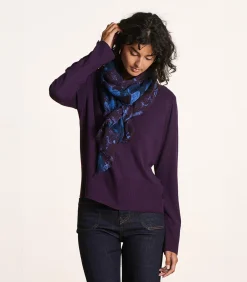 DAMES La Fée Maraboutée Blauwe en pruimkleurige sjaal van wol