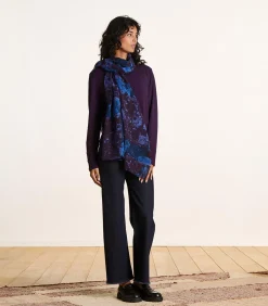 DAMES La Fée Maraboutée Blauwe en pruimkleurige sjaal van wol