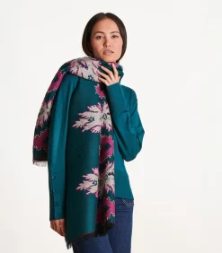 DAMES La Fée Maraboutée Blauwe jacquard geborduurde sjaal
