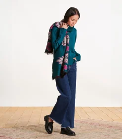 DAMES La Fée Maraboutée Blauwe jacquard geborduurde sjaal