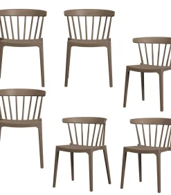 WOOOD Bliss Tuinstoelen - Plant Fiber - Bruin Melange - Set van 6