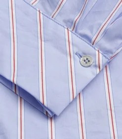 Clearance Bloes katoen licht blauw met fijne bordeaux streep DAMES Overhemden & Blouses