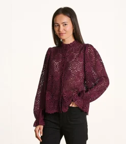 DAMES La Fée Maraboutée Bordeaux kanten blouse met volant