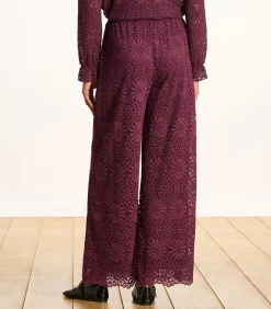 DAMES La Fée Maraboutée Bordeaux rechte broek van kant