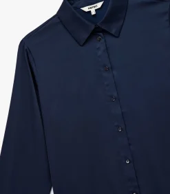 Online Bordeaux Satijnen Blouse Lange Mouwen Regular Fit DAMES Overhemden & Blouses