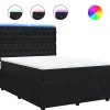 Hot Boxspring met matras fluweel zwart 140x200 cm Bedden