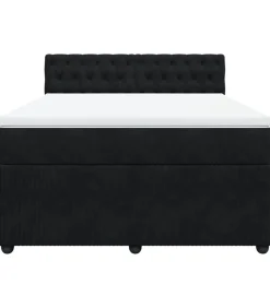 New Boxspring met matras fluweel zwart 140x200 cm Bedden